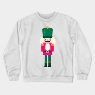 Pink and Green Christmas Nutcracker Toy Soldier Graphic Art Crewneck Sweatshirt